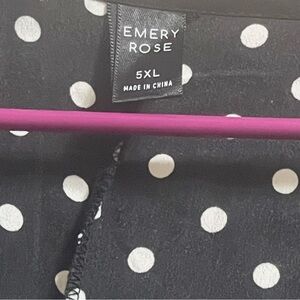 Emory Rose- 5XL Elegant Black Polka Dot Long Sleeve Dress